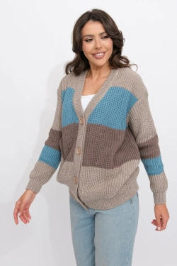 Жакет В 1558/бежево-бирюзовый