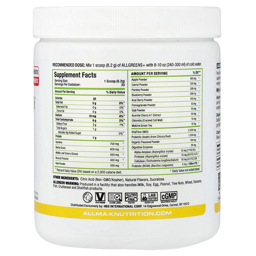 ALLMAX, ALLGREENS+®, ананас и манго, 246 г (8,68 унции)