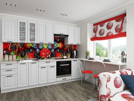 Прямая модульная кухня Прага-02 Белое дерево - Белый 2140*2800*600