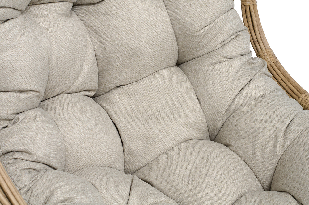 "Венеция" подвесное кресло-кокон из искусственного ротанга, цвет соломенный с бежевой подушкой