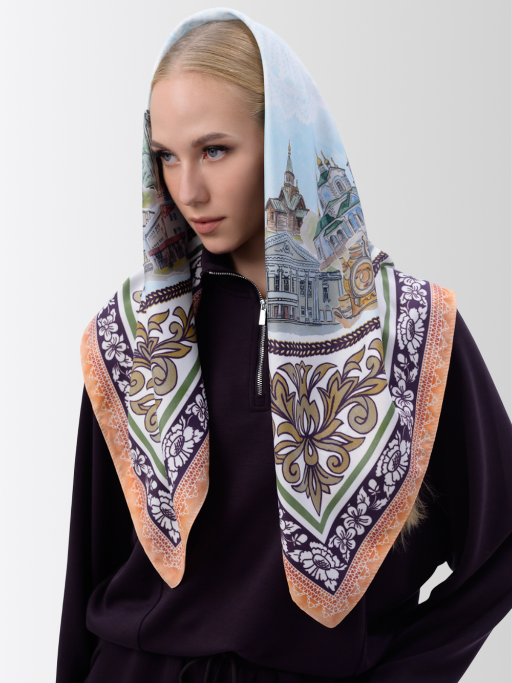 Платок «Связь времен» персиковый