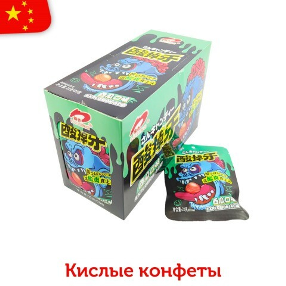 Кислые леденцы Luxing "Зомби" со вкусом сочного арбуза 22гр 20шт