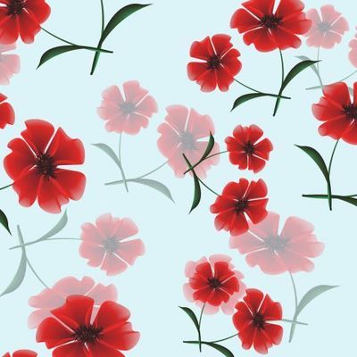 Красные маки с зелеными листочками