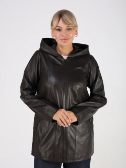 Кожаная куртка демисезонная с капюшоном