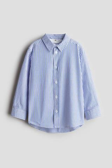 H&M Хлопковая рубашка, синий/белый
