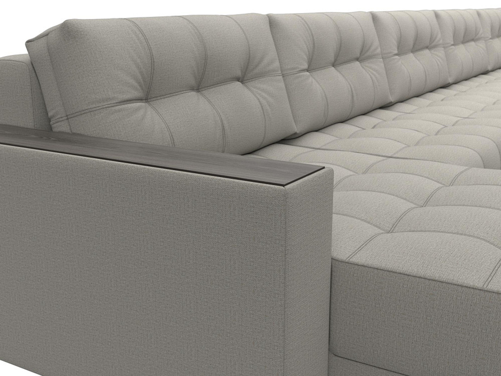 Диван П-образный с декором Лига-049 НПБ Мегалонг, Амур 02 рогожка бежевый