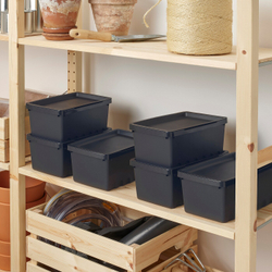 IKEA UPPSNOFSAD  (ИКЕА УППСНОФСАД)  -  Контейнер с крышкой, черный, 25x17x12 см/3,5 л