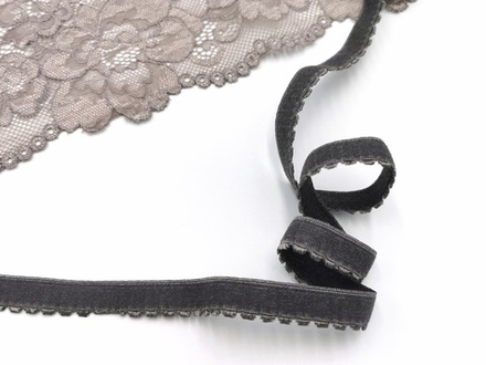 Отделочная резинка с фестонами, 12 мм, темно-серый, (OTR641/12A-2788), м