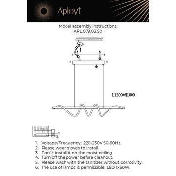 Подвесной светильник 50W 3500K APL.079.03.50 золото Franka Aployt