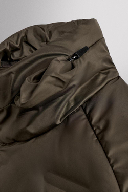 ZARA СТЕГАНАЯ БЕГОВАЯ КУРТКА С ПУХОВЫМ НАПОЛНИТЕЛЕМ, ТЕМНО-КОРИЧНЕВЫЙ