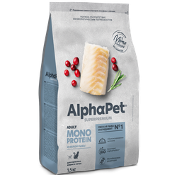 Сухой корм ALPHAPET Monoprotein сухой для кошек с белой рыбой - 1,5 кг