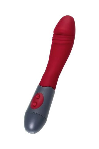 Нереалистичный вибратор, силикон, бордовый, 19,8 см