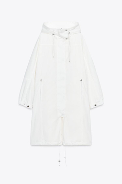 ZARA ПАРКА ОВЕРСАЙЗ МНОГОПОЗИЦИОННАЯ С КАПЮШОНОМ — ZW COLLECTION, БЕЛЫЙ