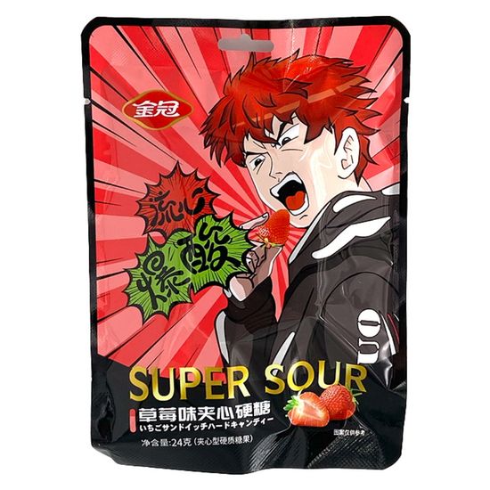 Конфеты кислые Super Sour со вкусом клубники, 24 г (Китай)