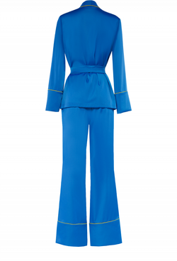 Брючный костюм из шелка электрик 02-19 SS