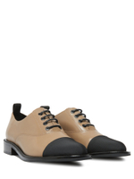 Женские комбинированные туфли темно-бежевые со шнурками