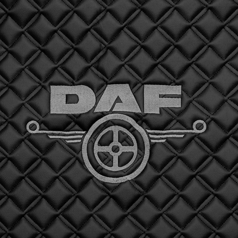 Ковры Daf XF-105 с 2006 года (механика) (экокожа, черный, серый кант, серая вышивка)