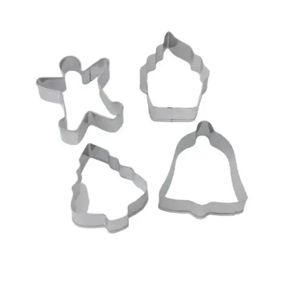 Набор форм для вырезания печенья 4,5х4,5х1,5 см "Человечек, капкейк, колокольчик, елочка"