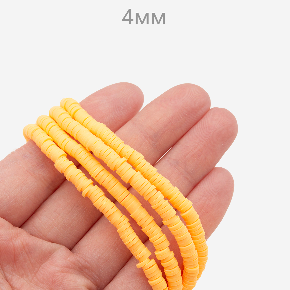 Бусины хеши, каучук, оттенок "Оранжевый", 4*1мм