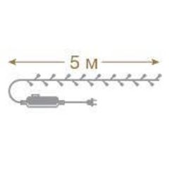 Светодиодная нить 5 м., 50 теплых белых LED ламп, зеленый провод, Vegas (55059)