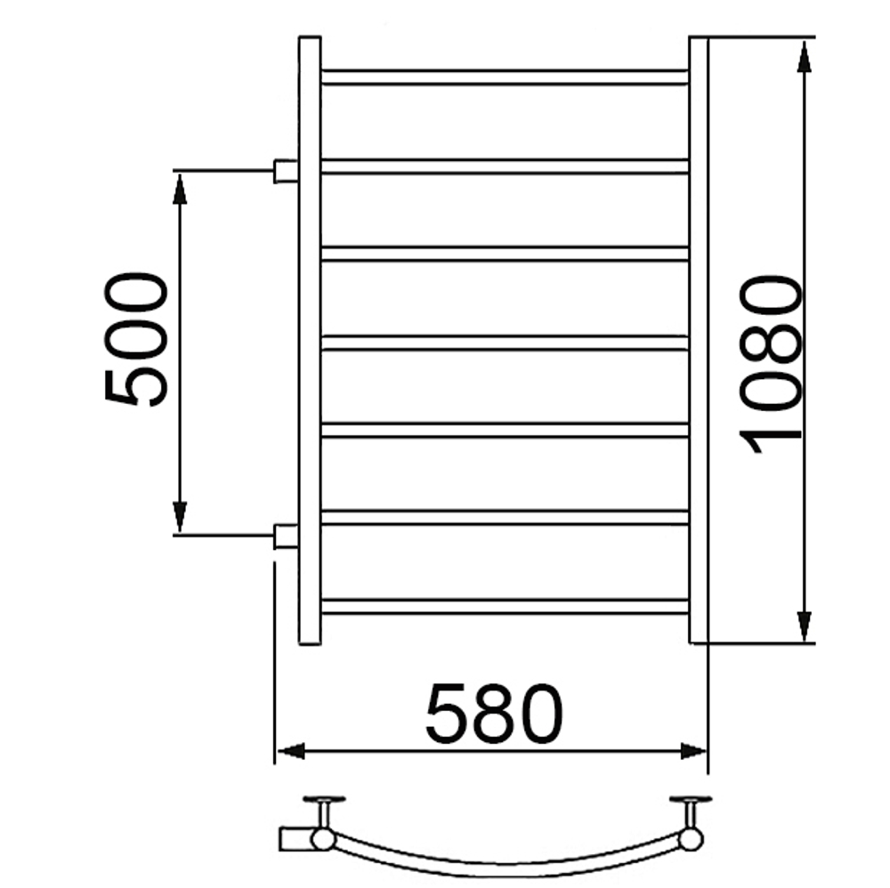 Полотенцесушитель Ника ARC ЛД 100/50 бок. подкл. 50 см
