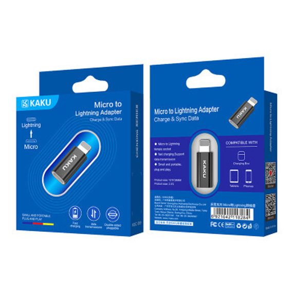Ötürücü Micro USB \ Переходник Micro USB на Lightning - USB KAKU (KSC-559) черный