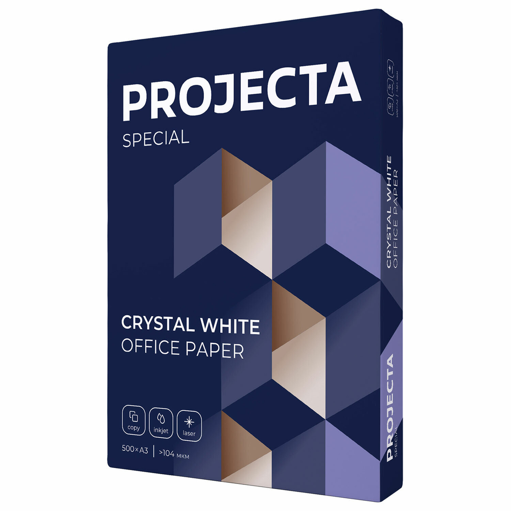 Бумага офисная БОЛЬШОГО ФОРМАТА (297×420), А3, 80 г/м2, 500 л., марка В, PROJECTA SPECIAL, Россия, 153% (CIE).