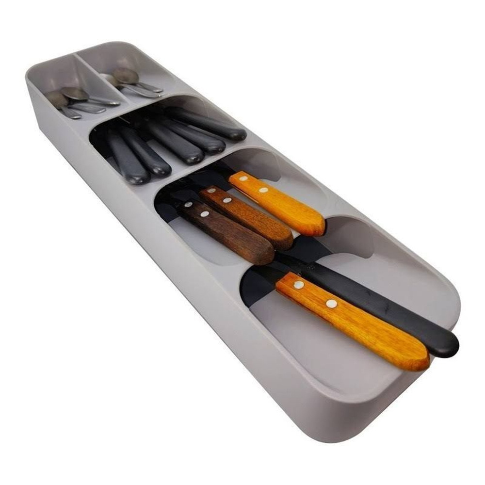 Лоток органайзер для столовых приборов 5 ячеек, сушилка для посуды, цвет серый