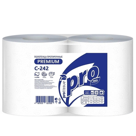 Протирочные бумажные полотенца PROtissue "PREMIUM" Артикул С242, 175м
