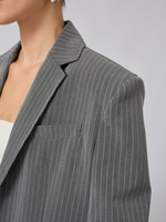 Жакет с необработанным краем оверсайз в полоску