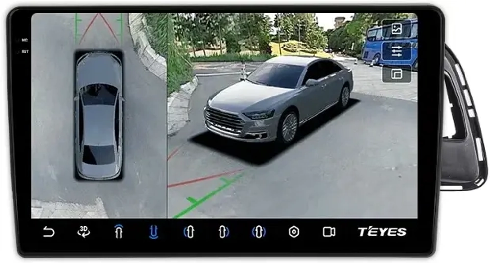 Магнитола для Audi Q5 8R 2008-2016 с джойстиком MMI - Teyes CC3-2K-360 монитор 10.36" 2K QLED на Android 10, 6+128Гб, CarPlay, 4G SIM-слот, 4 камеры в комплекте