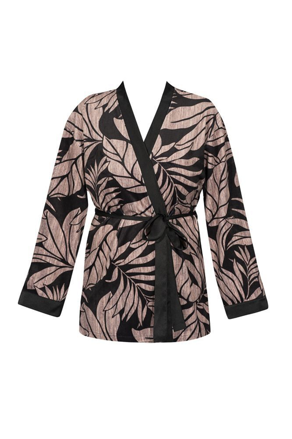 Короткий халатик Desire (Размер: XXL) (Цвет: черный с бежевым)