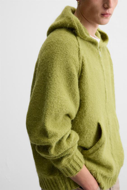 ZARA КАРДИГАН С КАПЮШОНОМ, ФИСТАШКОВЫЙ