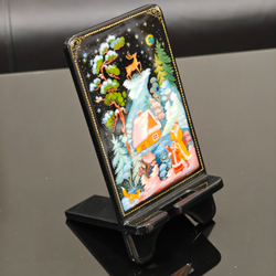 Сувенирная подставка для телефона с росписью Палех "Серебряное копытце"