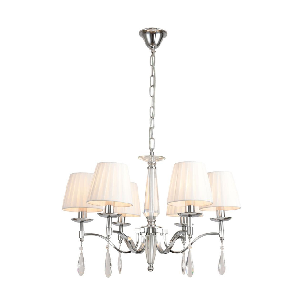 8316/6 CLASSI LN26 хром/белый, металл/хрусталь/текстиль Люстра E14 6*40W 220V MAGDA