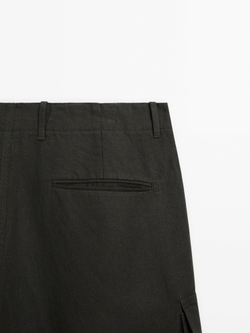 Massimo Dutti 100% льняные шорты-бермуды, зеленый