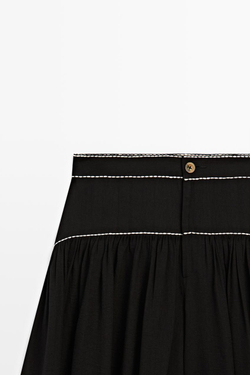 Massimo Dutti Контрастные струящиеся брюки, черный