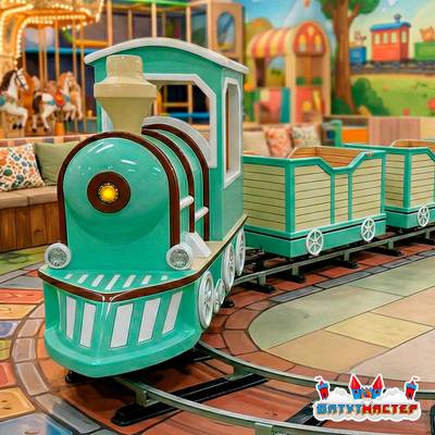 Рельсовый аттракцион для детей «Бирюзовый мечтатель», 4 кабинки 7 мест