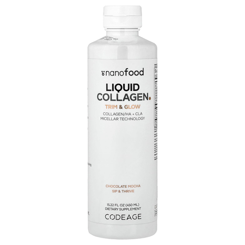 Codeage, Nanofood, жидкий коллаген, Trim & Glow, шоколад и мокко, 450 мл (15,22 жидк. унции)