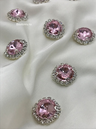 Стразы пришивные розовые и серебристые в оправе (набор-10шт)