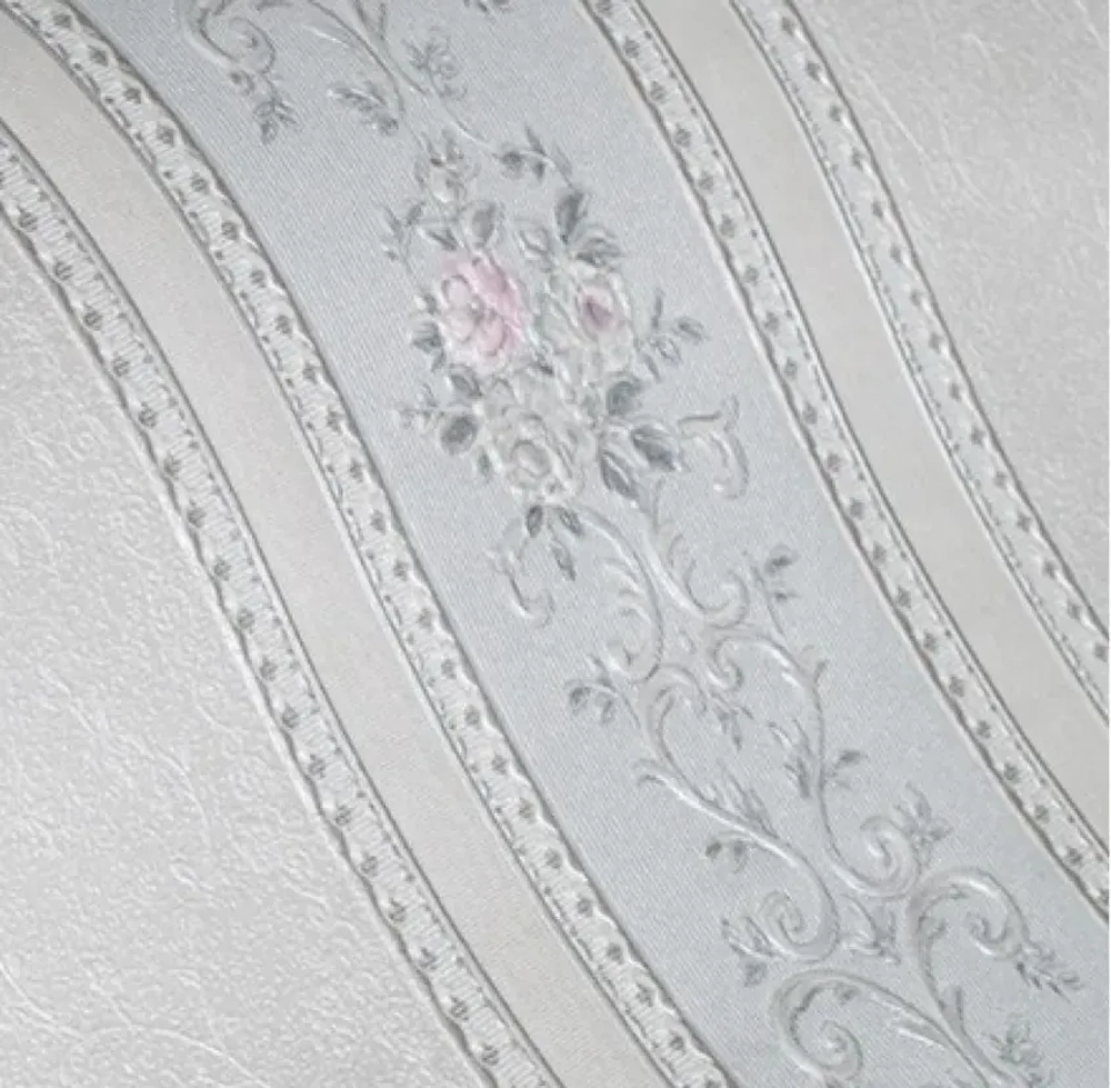 Обои бумажные Д877-06 Ситчик, полоска, флористика 0,53х10,05 м