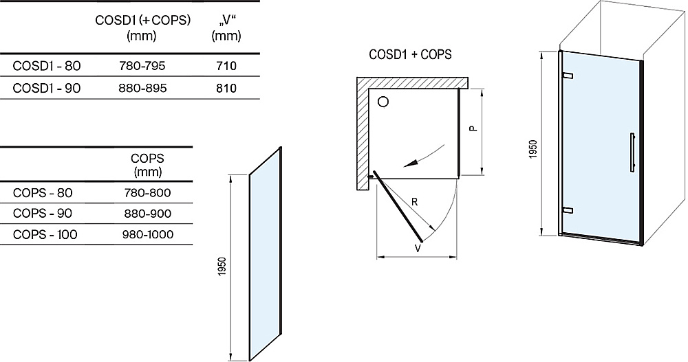 Душевой уголок Ravak Cool! COSD1+COPS 90x90 профиль блестящий хром/стекло прозрачное