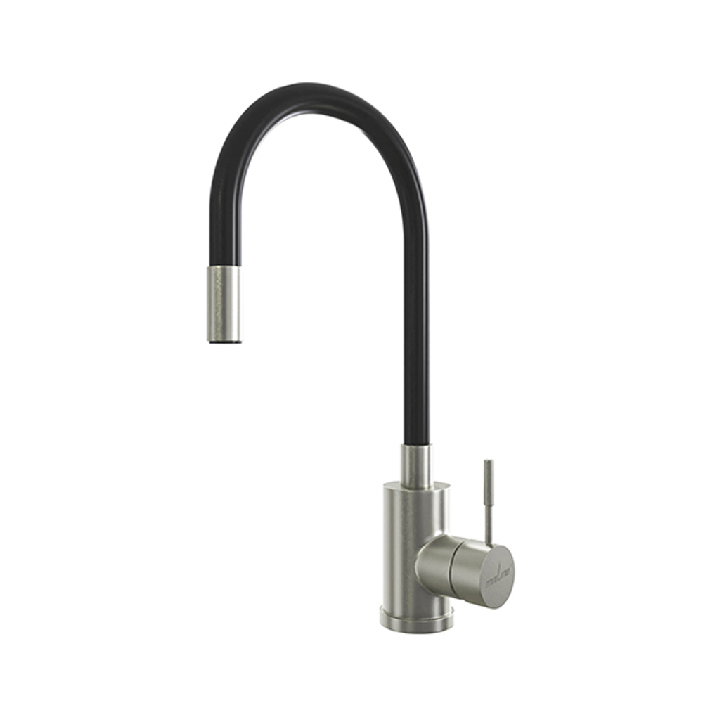 Смеситель для кухни 35k MIXLINE MLSS-0325 ЧЕРНЫЙ гибкий силиконовый излив