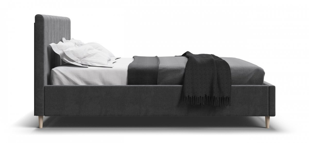 Кровать Сканди велюр Monolit серая