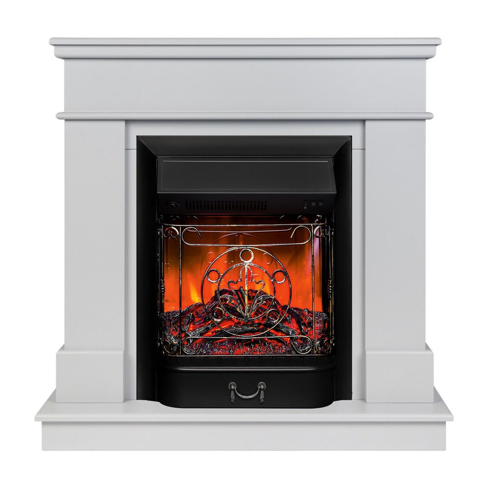 Электрокамин RealFlame Selena STD GR платиновый с очагом Majestic Lux Black