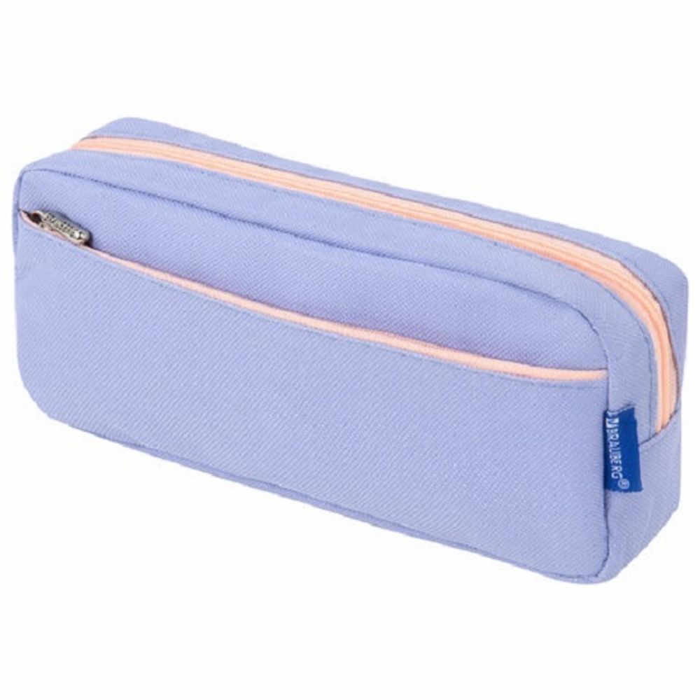 Пенал мягкий прямоугольный 2 отделения 210*100*50 Brauberg Pastel, голубой, ткань