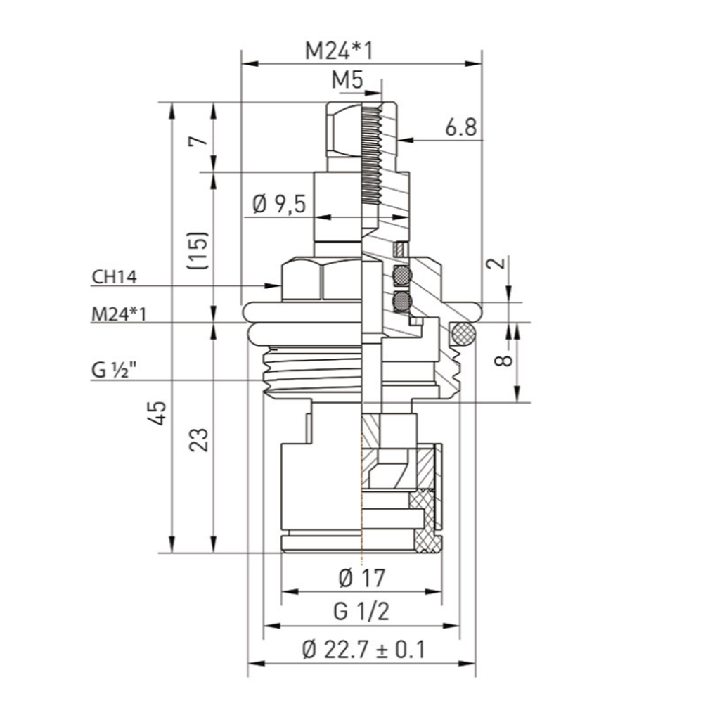 Кран-букса MELODIA керамика 1/2" квадрат (подх. к Ex-Promt) MKP34117WC