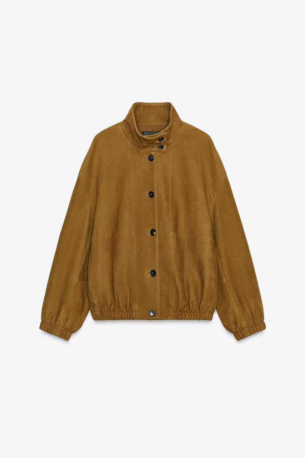 ZARA КОЖАНАЯ КУРТКА-БОМБЕР ZW COLLECTION LIMITED EDITION, ХАКИ