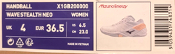 MIZUNO, WAVE STEALTH NEO, HANDBALL, White/Navy Peony/Peach Parfait, WOMEN, US 6,5 /EUR 38,5 /UK 5,5 /СМ 24,5