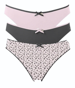 Набор из 3 черно-розовых трусиков-слип Olivia (Размер: S) (Цвет: черный с розовым)